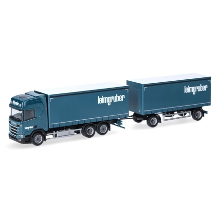 Herpa 958769 - Scania CR20 HD z plandeką kurtynową, Leimgruber