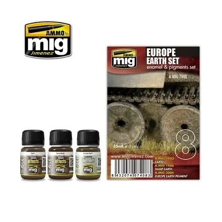 AMMO MIG 7408 - Europe Earth Set - Enamel & Pigment Set