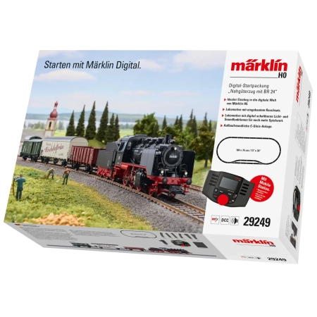 Märklin 29249 - Cyfrowy zestaw startowy z BR 24 i pociągiem towarowym, DB, Ep.III, dźwięk MFX, stacja Mobil