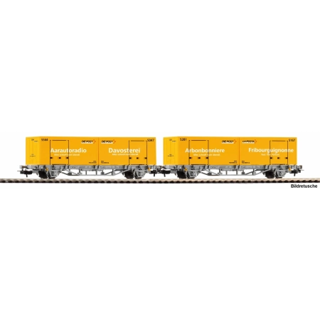 Piko 27748 - 2er Set Containertragwg. 2x 20'' WP Post-Container CH-AAE VI