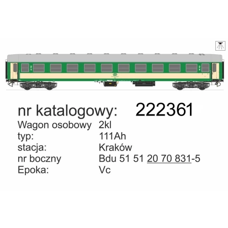 Robo 222361 - Wagon 2 klasy, 111Ah, stacja Kraków