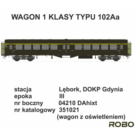 Robo 351021 - Wagon "Ryflak" PKP 1kl, stacja Lębork DOKP Gdynia