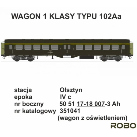 Robo 351041 - Wagon "Ryflak" PKP 1kl, stacja OLSZTYN GŁ.