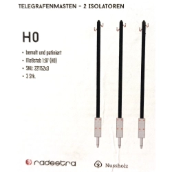 Radestra 221152 - Zestaw 3 słupów telegraficznych z dwoma izolatorami.