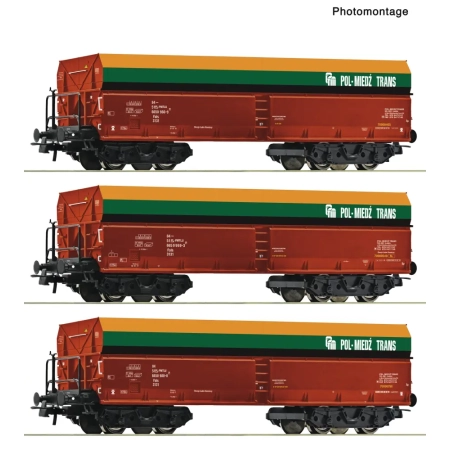 Roco 6600218 - Zestaw 3 wagonów samowyładowczych, POL-MIEDZ-TRANS, Ep.VI