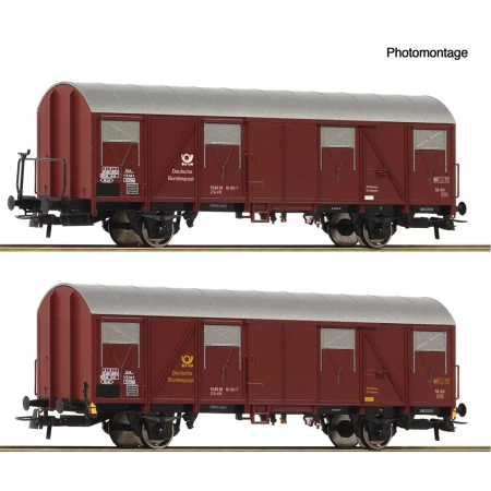 Roco 6600248 - Zestaw 2 krytych wagonów towarowych, poczta, ep. IV