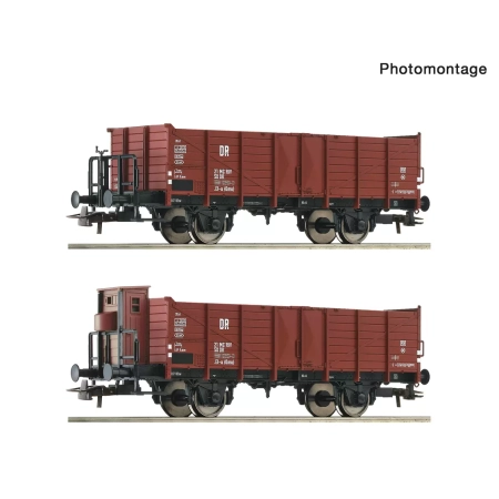 Roco 6600253 - 2er Set offene Güterwagen Omm 12  DR