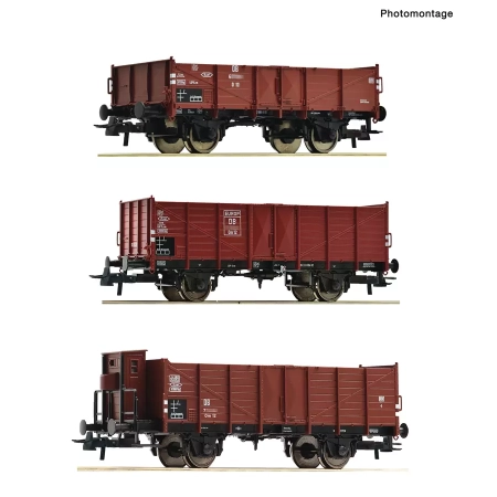 Roco 6600303 - 3er Set offene Güterwagen DB