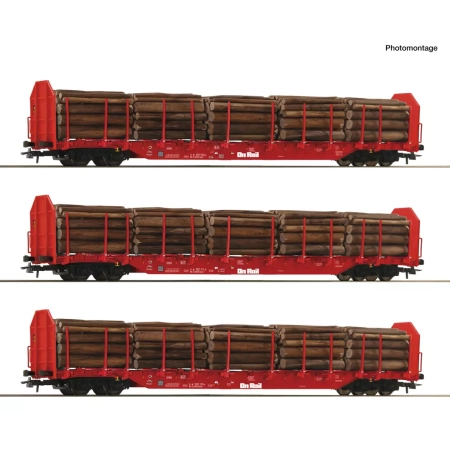 Roco 6600318 - 3er Set Rungenwagen Rnoos OnRail rot