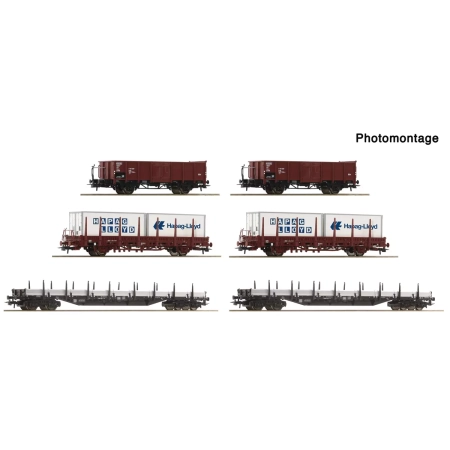 Roco 6600334 - 6er Display Rangierbahnhof offene Güterwagen