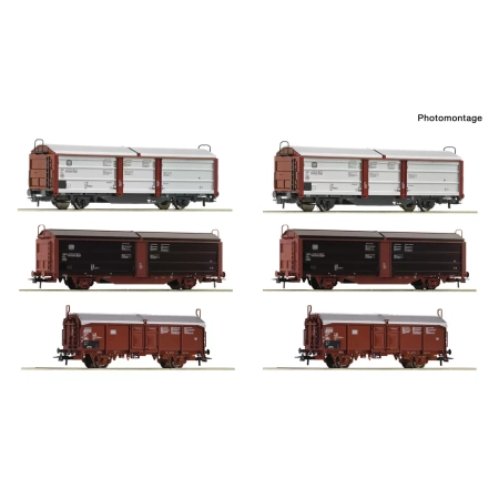 Roco 6600339 - 6er Display Rangierbahnhof Schiebedach-/Schiebewandwagen