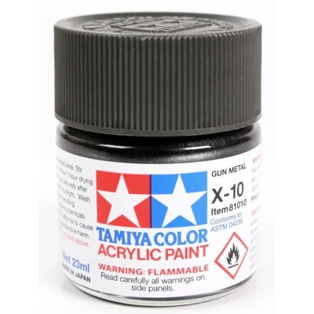 Tamiya 81010 - Farbka akrylowa X-10 Gun Metal Gloss, 23ml
