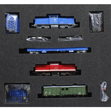 Tillig 01080 - Zestaw kolejowy „HSB transfer” z BR 204, atrapą lokomotywy i wagonem towarowym, PRESS, Ep.VI