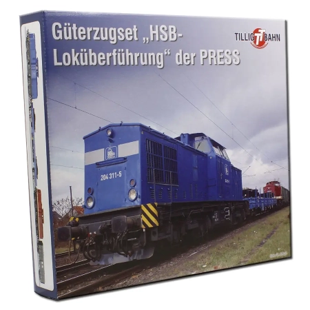 Tillig 01080 - Zestaw kolejowy „HSB transfer” z BR 204, atrapą lokomotywy i wagonem towarowym, PRESS, Ep.VI