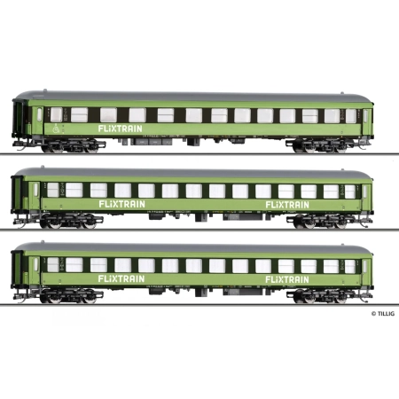 Tillig 01100 - Zestaw 3 wagonów pasażerskich, Flixtrain, Ep.VI