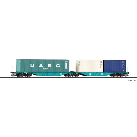 Tillig 18078 - Tandem serii Sggmrs z dwoma kontenerami 20‘- jednym 40‘, TCDD, Ep.VI