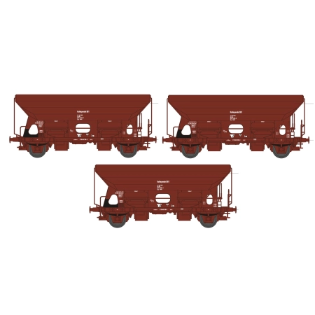 Tillig 502529 - Zestaw 3 wagonów samowyładowczych, Fcs, DR, Ep,IV