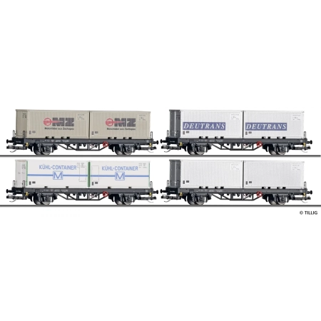 Tillig 502704 - Zestaw wagonów z kontenerami DR, ep. IV