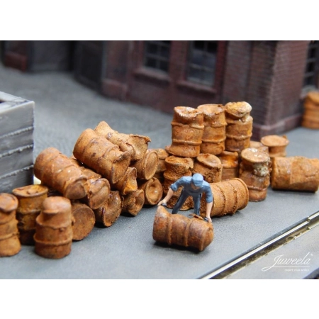 Juweela 28162 - Stare zardzewiałe beczki, prawdziwa rdza, 80 g, ok. 75 sztuk, 1:87, H0