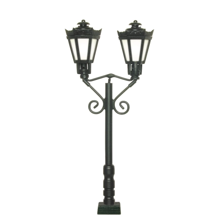 Viessmann 60731 - Latarnia parkowa podwójna, czarna, światło ciepłe białe LED
