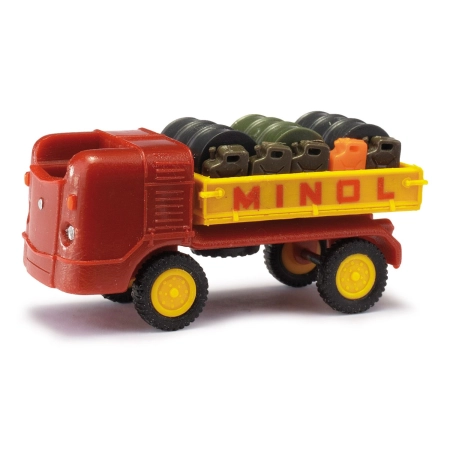 Busch 210008501 - Multicar M21 z ładunkiem beczek „Minol”, 1956 r.