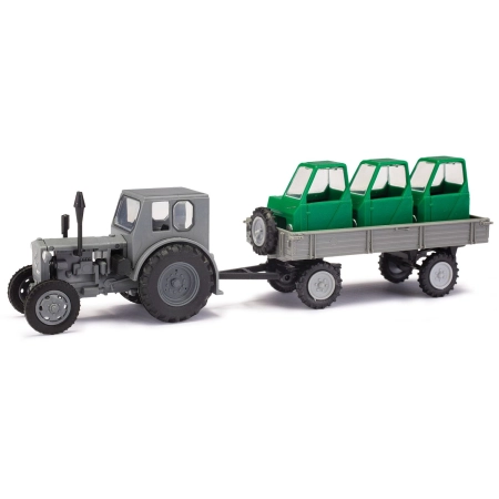 Busch 210006430 - Traktor  Pionier RS 01 z przyczepą T4, szary, 1949 r.