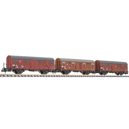 Liliput 260136 - Zestaw 3 wagonów krytych Gos-uv, DBAG, Ep. V