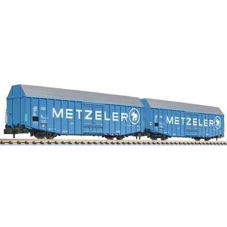 Liliput 260161 - Zestaw 2 wagonów towarowych o dużej ładowności, DB, Ep.IV „METZELER”