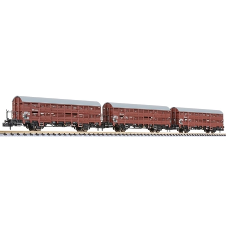 Liliput 260134 - Zestaw 3 wagonów krytych Hbes63 Vlmms, DB, Ep.III