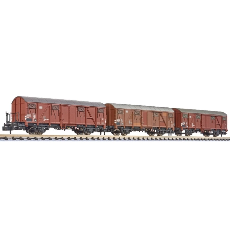 Liliput 260155 - Zestaw 3 wagonów towarowych, DB, Ep.IV.