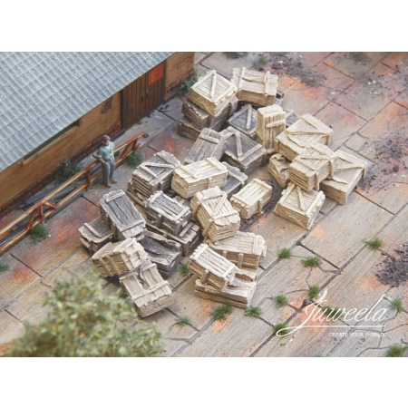Juweela 28307 - Stare drewniane skrzynie, 32 sztuki, 16x jasne i 16x ciemne, 1:87, H0