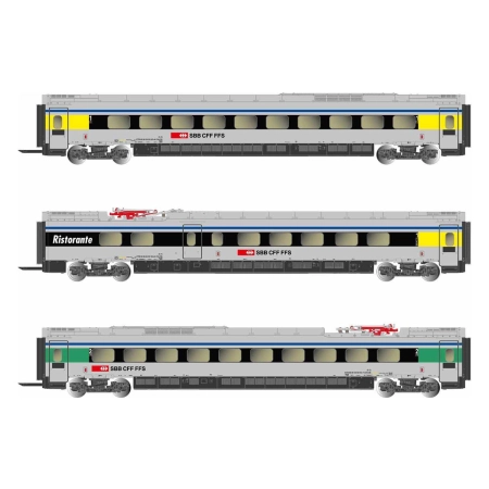 Arnold HN3503 - Zestaw 3 wagonów pasażerskich ETR 610 „Cisalpino”, SBB, Ep.VI