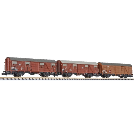 Liliput 260149 - Zestaw 3 wagonów towarowych, Gbs 245, DB, Ep.IV