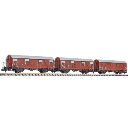 Liliput 260146 - Zestaw 3 wagonów towarowych, Glmhs 50, DB, Ep.III