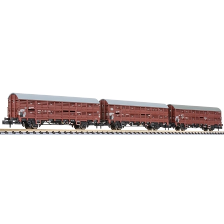 Liliput 260141 - Zestaw 3 wagonów krytych Hbers 358, DB, Ep.IV