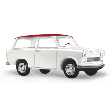 Busch 53209 - Trabant P601 Universal kombi biały z czerwonym dachem „de Luxe”, 1970 r.
