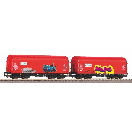 Piko 58257 - Zestaw 2 wagonów z przesuwaną plandeką, NS, Ep.V „Graffiti