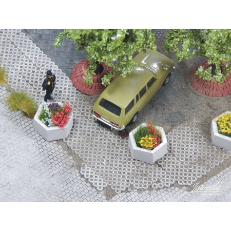 Juweela 28255 - Betonowe doniczki, sześciokątne, 10 sztuk, 1:87, H0