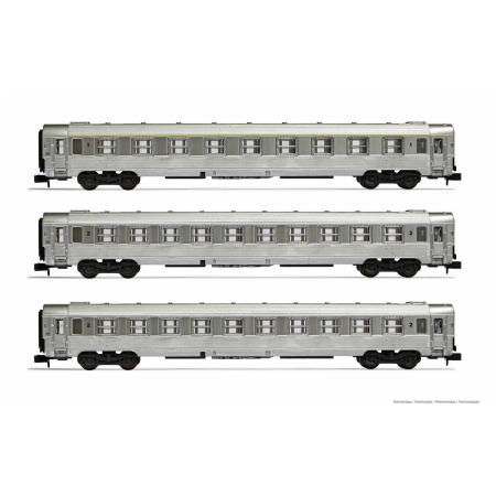 Arnold HN4335 - Zestaw 3 wagonów pasażerskich „Inox”, SNCF, Ep.III