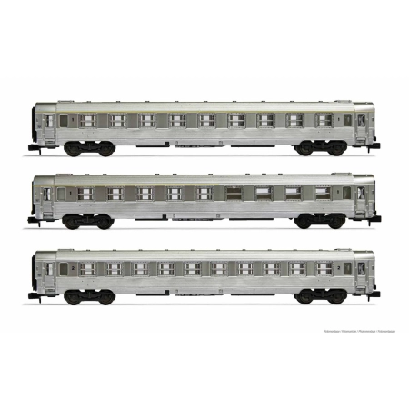 Arnold HN4336 - Zestaw 3 wagonów pasażerskich Inox, SNCF, Ep.III