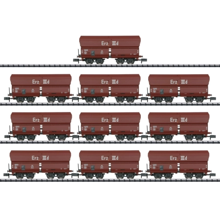 Trix 15458 - Zestaw 10 wagonów samowyładowczych Ore IIId, DB, Ep. III