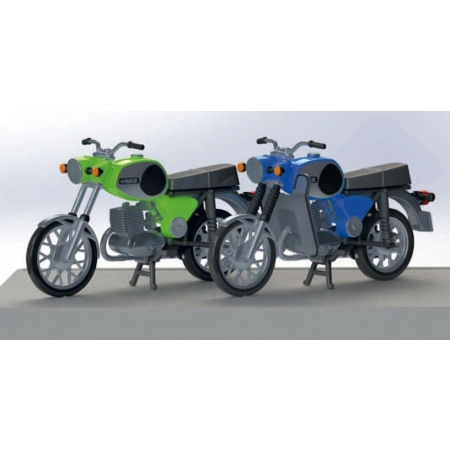 Kres 10251 - 2 motocykle MZ TS 250, zielony i niebieski