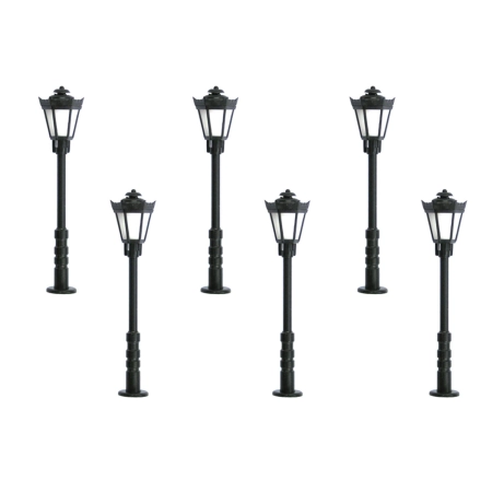 Viessmann 60706 - Latarnia parkowa, czarna, światło ciepłe białe LED, 6 szt