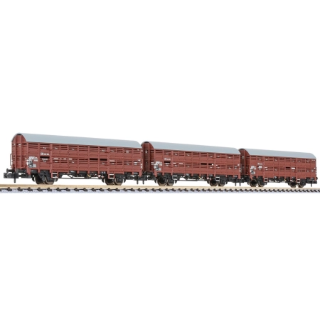 Liliput 260140 - Zestaw 3 wagonów krytych Vlmms 63, DB, Ep.III