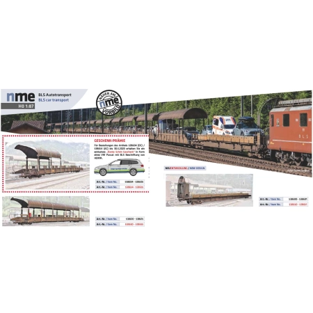 NME 538610 - Wagon środkowy, kryty, BLS Autotransport, bez płyty rampy.
