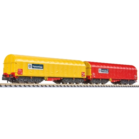 Liliput 260113 - Zestaw 2 wagonów do transportu Sahimms-u, ThyssenKrupp, Ep.VI