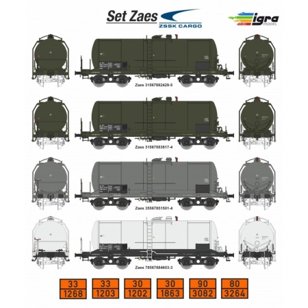 Igra 96101006 - Zestaw 4 wagonów cystern, ZSSK-Cargo, Ep.V-VI, zestawy