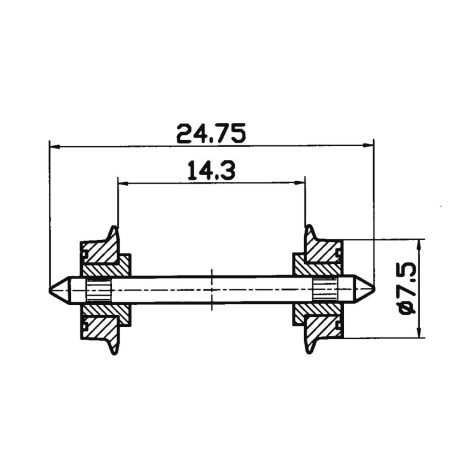 Roco 40189 - Zestaw kół DC 7.5mm, 2 sztuki