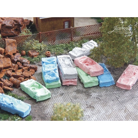 Juweela 28208 - Złom samochodowy Trabant, kolorowy, 6 sztuk, 1:87, H0