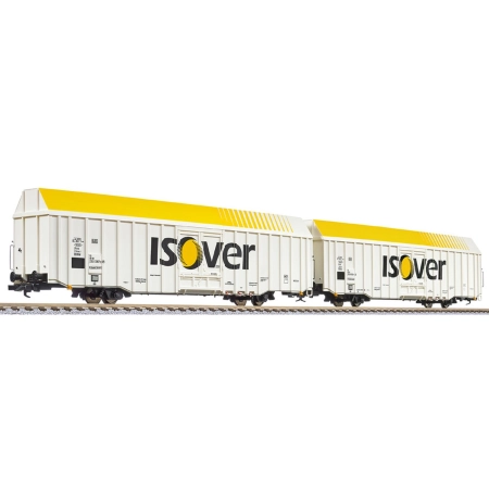 Lilliput 230157 - Zestaw 2 krytych wagonów towarowych Hbbks, DBAG, Ep.V „Isover”